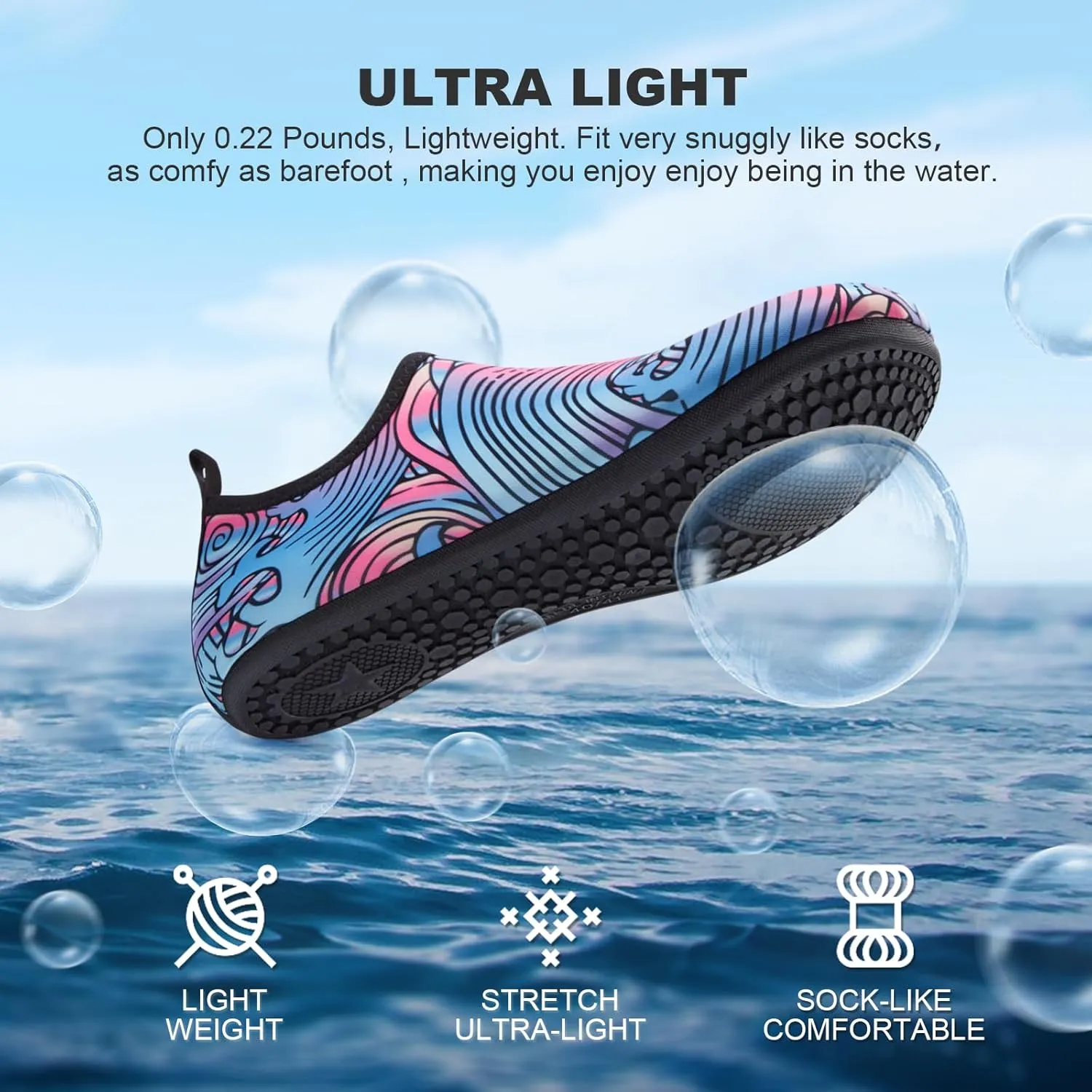 Tanamo Water Shoes for Women Men Quick-Dry Aqua Socks Swim Beach Barefoot Yoga Exercise Wear Sport Accessories Pool Camping Must Haves Adult Youth Size