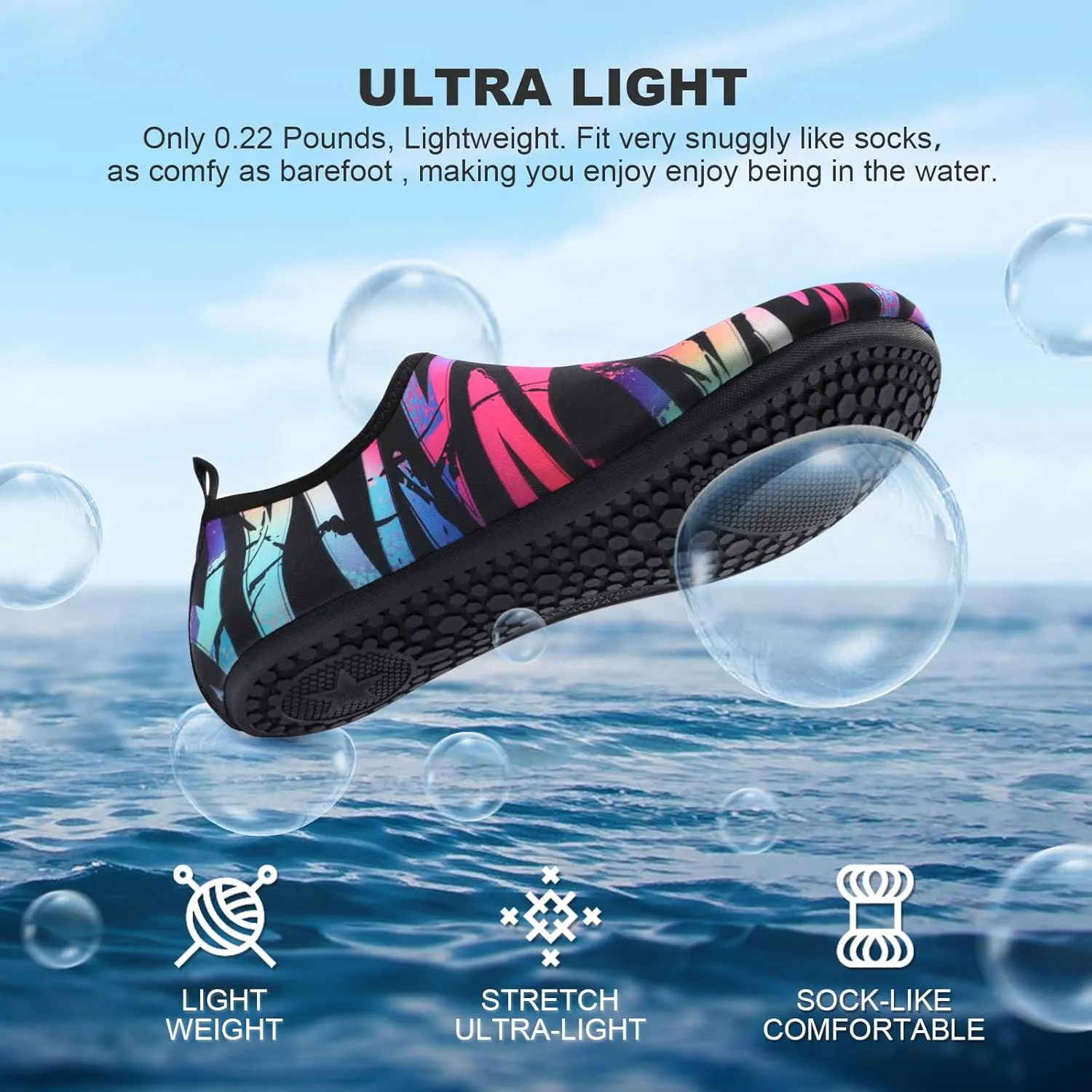 Tanamo Water Shoes for Women Men Quick-Dry Aqua Socks Swim Beach Barefoot Yoga Exercise Wear Sport Accessories Pool Camping Must Haves Adult Youth Size