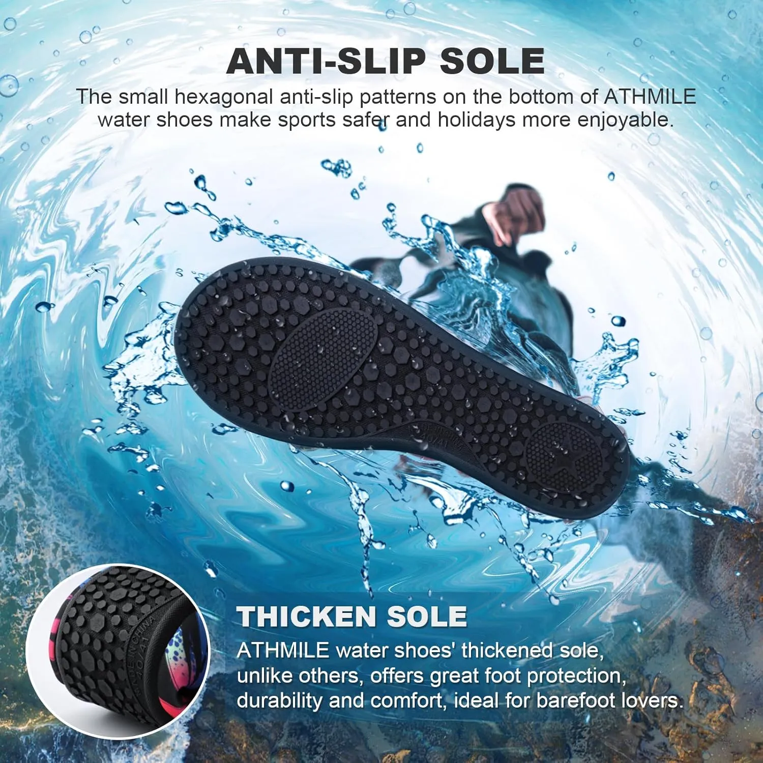 Tanamo Water Shoes for Women Men Quick-Dry Aqua Socks Swim Beach Barefoot Yoga Exercise Wear Sport Accessories Pool Camping Must Haves Adult Youth Size