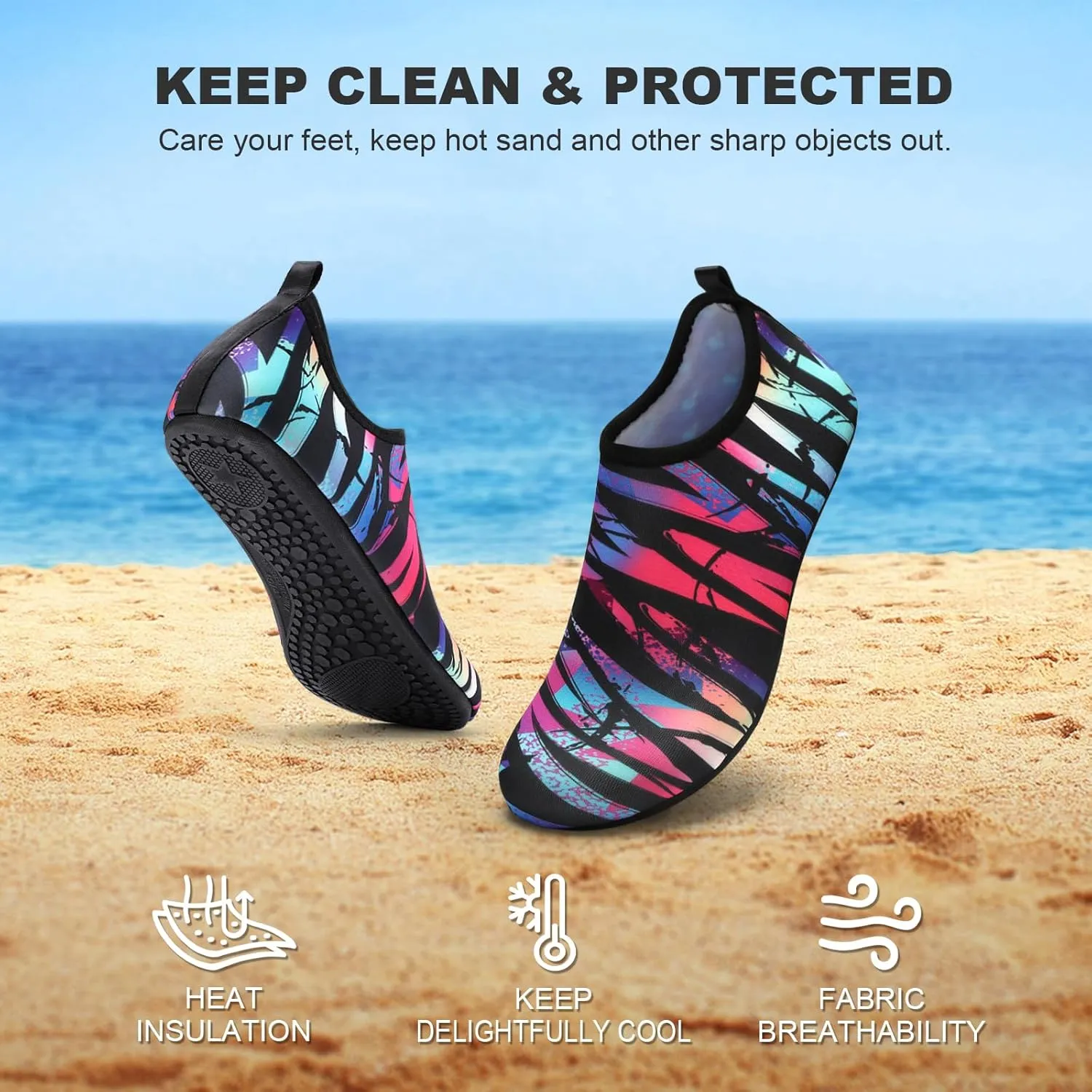Tanamo Water Shoes for Women Men Quick-Dry Aqua Socks Swim Beach Barefoot Yoga Exercise Wear Sport Accessories Pool Camping Must Haves Adult Youth Size