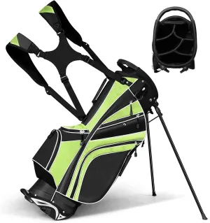 Tangkula Golf Stand Bag with 6 Way Top Dividers, Lightweight Golf Bag with Adjustable Dual Strap & 8 Pockets, Waterproof Rain Hood, Portable for Men Women