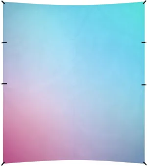 Teal Gradient Blue Pink Colored Blurred Foldable Beach Canopy UPF50 Waterproof Large Sun Shelter with Sand Shovel, Sandbags for Backyard, Grassland, Park