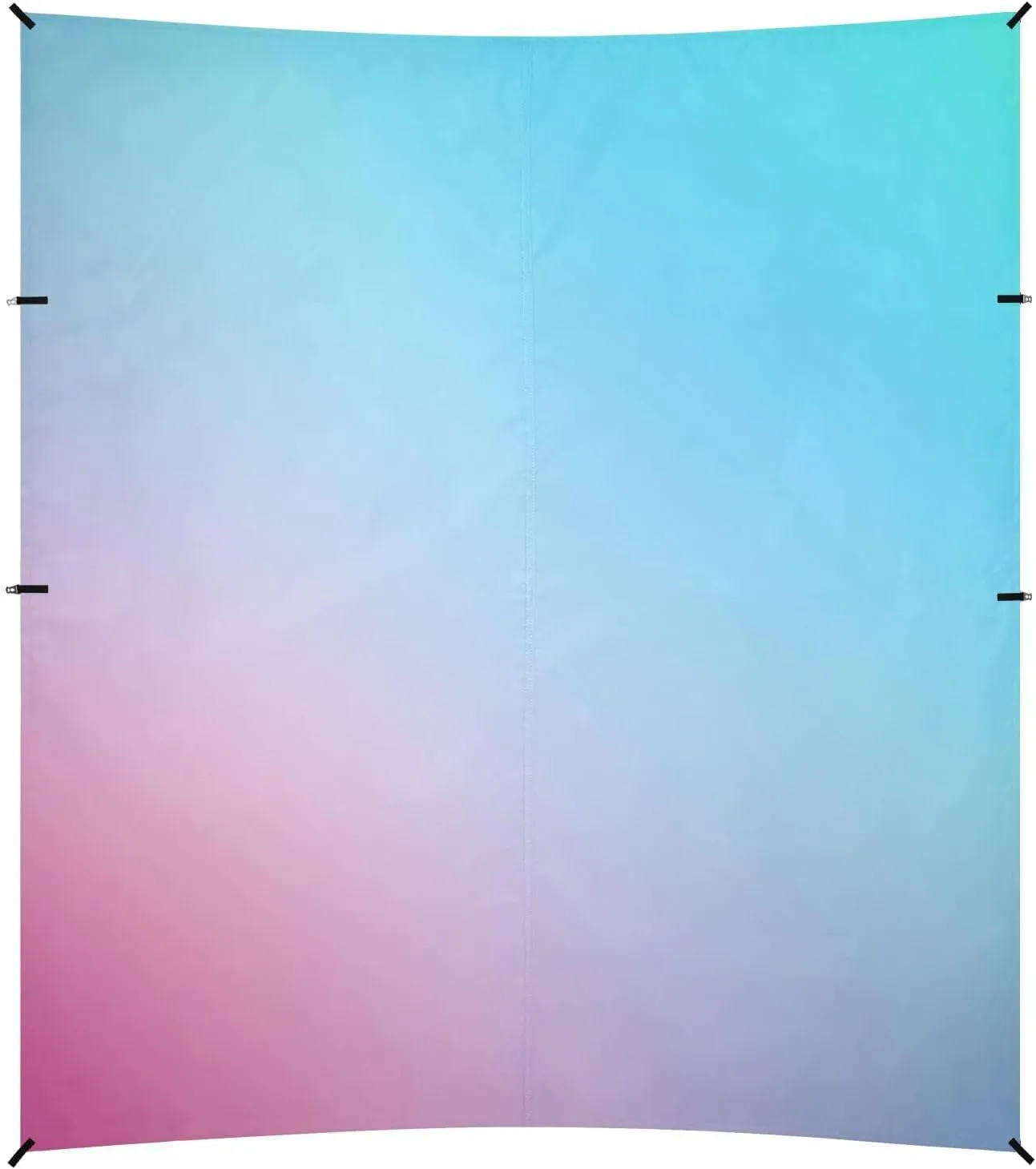 Teal Gradient Blue Pink Colored Blurred Foldable Beach Canopy UPF50 Waterproof Large Sun Shelter with Sand Shovel, Sandbags for Backyard, Grassland, Park