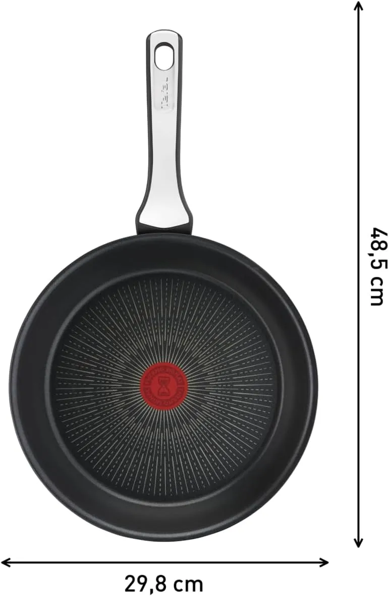 Tefal Unlimited On, Premium Cookware, 28 cm Frying Pan, UK's Longest Lasting Non-stick, Heat Indicator, Induction Hob Compatible, Dishwasher Safe, Aluminium, Black, G25906AZ