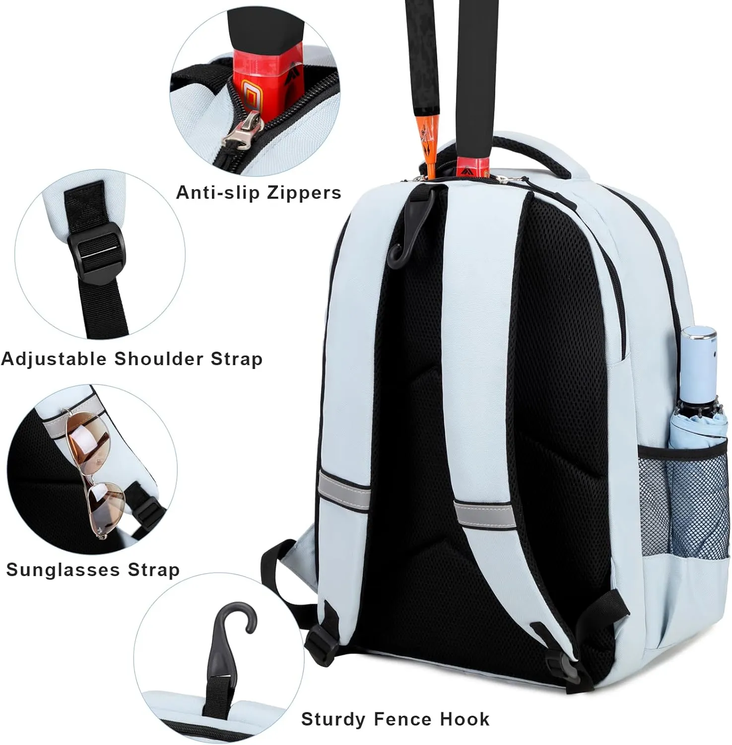Tennis Backpack Tennis Bag for Women Men - Tennis Bag Holds 2 Rackets, Badminton Squash, Pickleball Paddles Balls