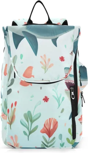 Tennis Bag Tennis Backpack for Women Men, Tennis Bag Holds 2 Rackets, Pickleball Paddles Balls, Badminton Squash, Flowers Shark (4)