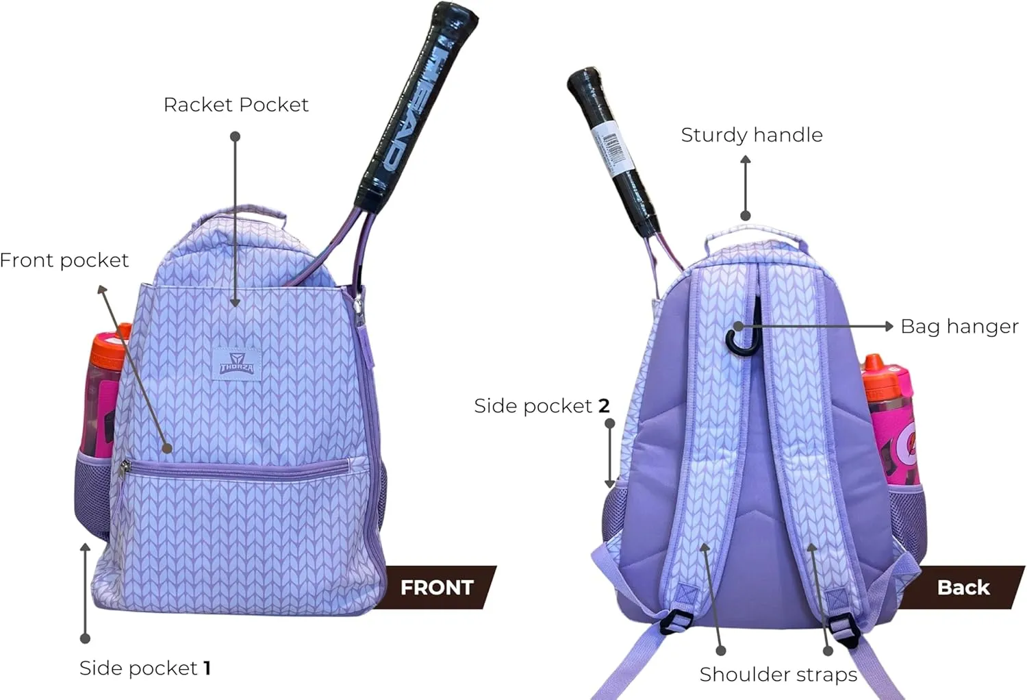 Tennis Racket Backpack for Women – Lightweight Tennis Bag Stores 2 Rackets, Balls, and Sports Gear – Backpack