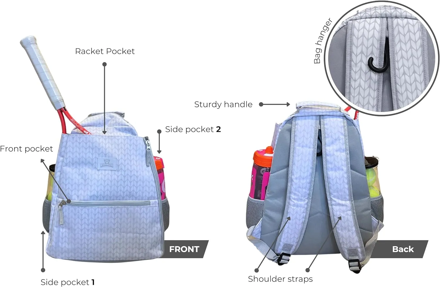 Tennis Racket Backpack for Women – Lightweight Tennis Bag Stores 2 Rackets, Balls, and Sports Gear – Backpack