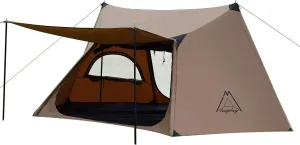TENPLAY 210gsm TC Canvas Shelter,Waterproof 500mm,Camping Tent,1-2Person Backpacking Tent,Double Door&Window,Stove Jack,Fire-Retardant&Windproof,Portable,Easy Setup,4Season for Family Camping,Hiking