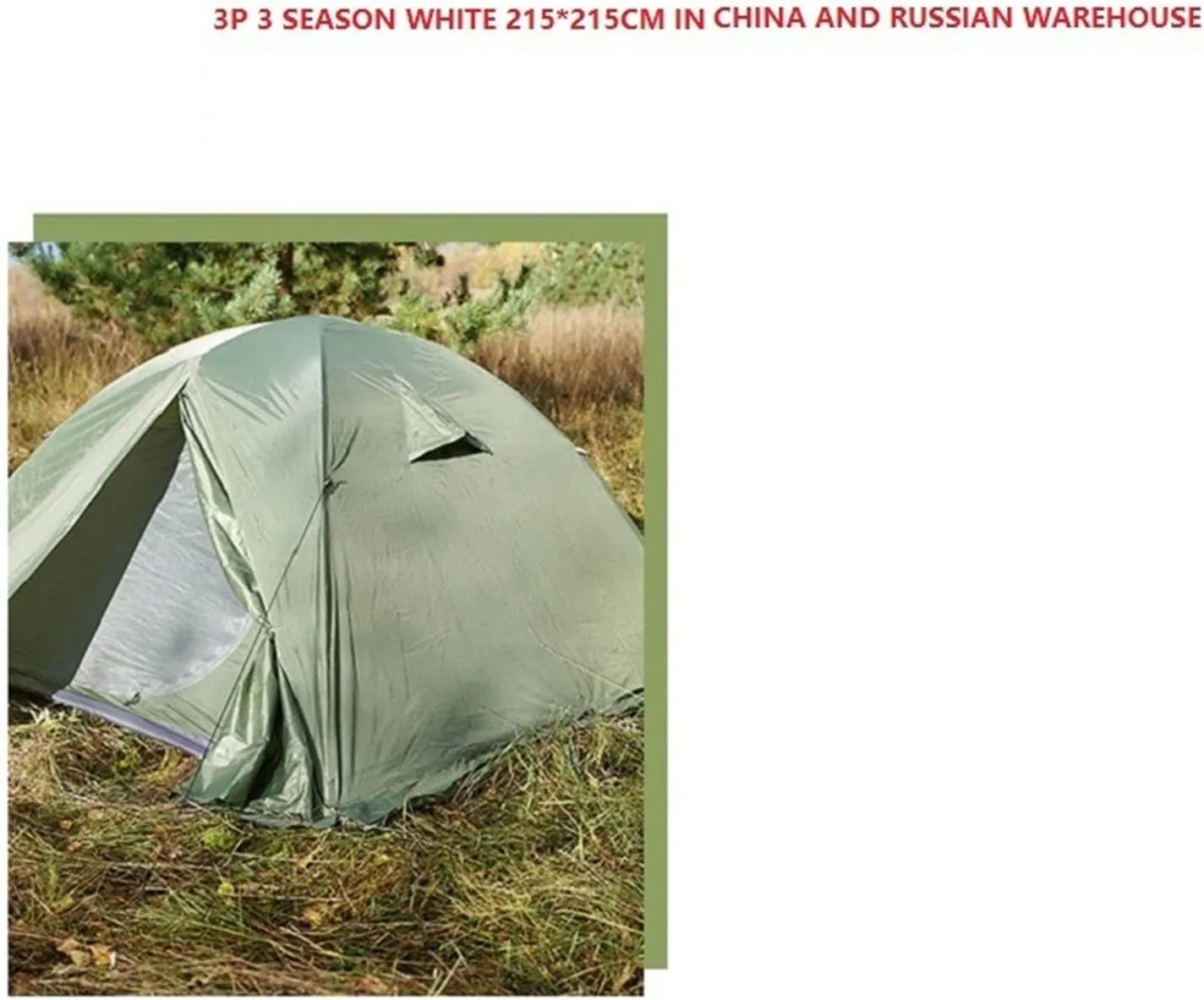 Tent 2-3 Person Backpack Tent Outdoor Camping 4 Seasons Winter Short Skirt Tent Double Layer Waterproof Hiking Survival (Green One Size)