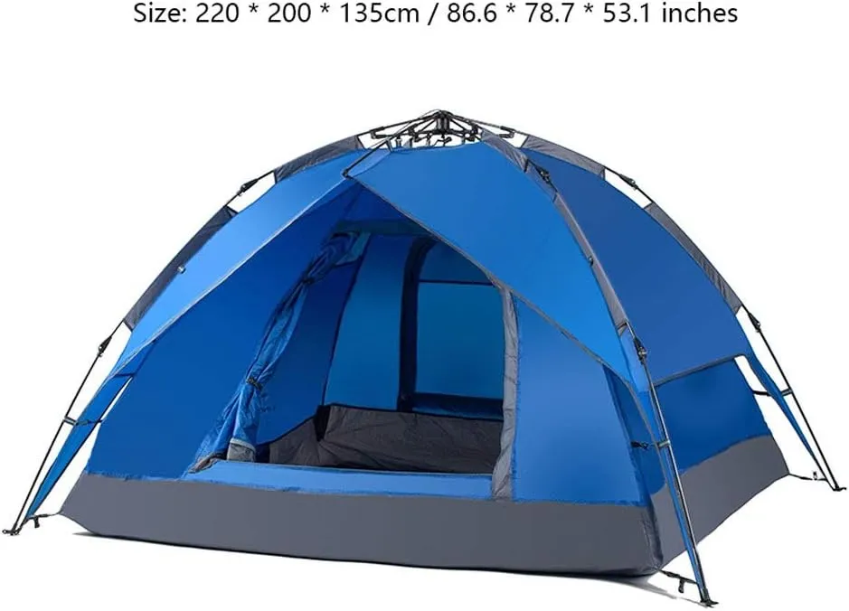 Tent Double Layer Automatic Instant Setup Camping Tent 3-4 Person Family Tent Waterproof Foldable Tent for Hiking Travel Yurt (Color : Orange)