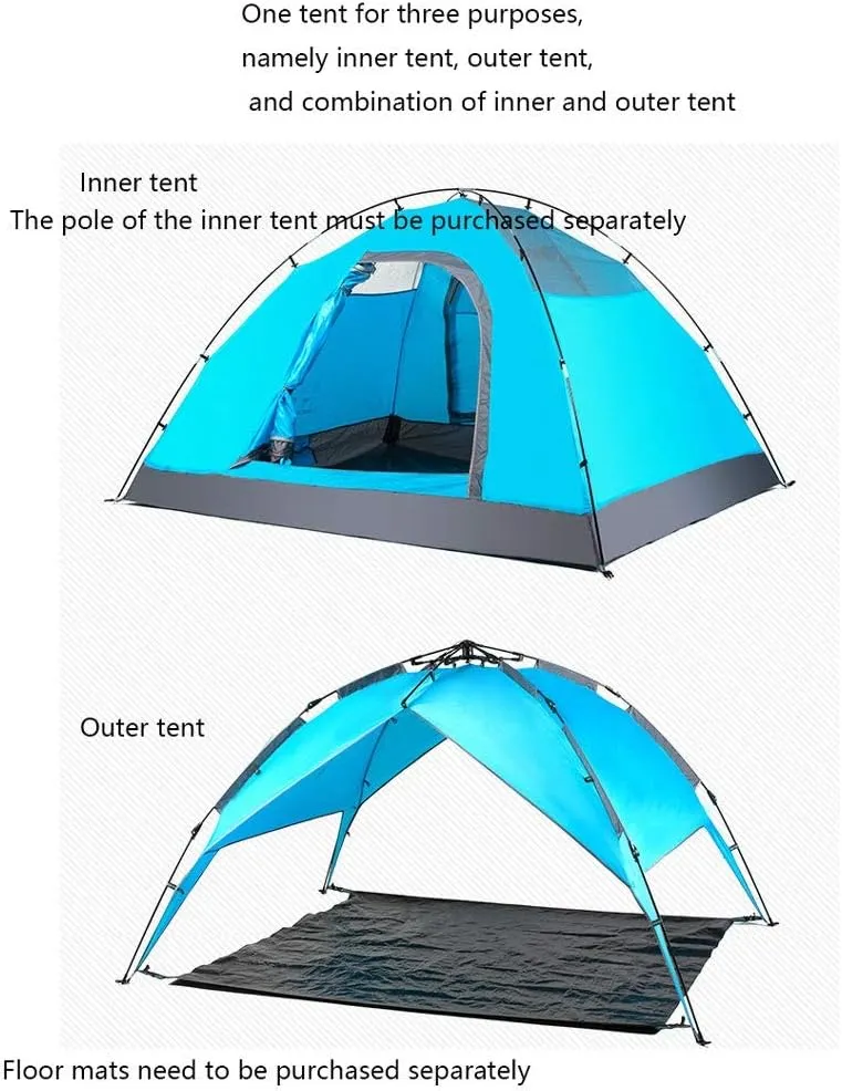 Tent Double Layer Automatic Instant Setup Camping Tent 3-4 Person Family Tent Waterproof Foldable Tent for Hiking Travel Yurt (Color : Orange)