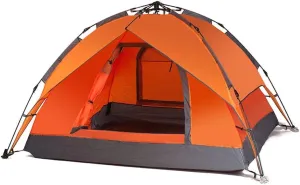 Tent Double Layer Automatic Instant Setup Camping Tent 3-4 Person Family Tent Waterproof Foldable Tent for Hiking Travel Yurt (Color : Orange)