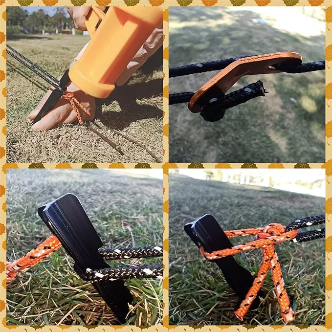 Tent Stakes Heavy Duty,Metal Tent Stakes,Aluminum Tent Pegs with Refective Tent Cords,Camping Accessories with Hammer,Yard Stakes,Groud Stakes,Stakes for Inflatables&Camping&Ground-15 Pack