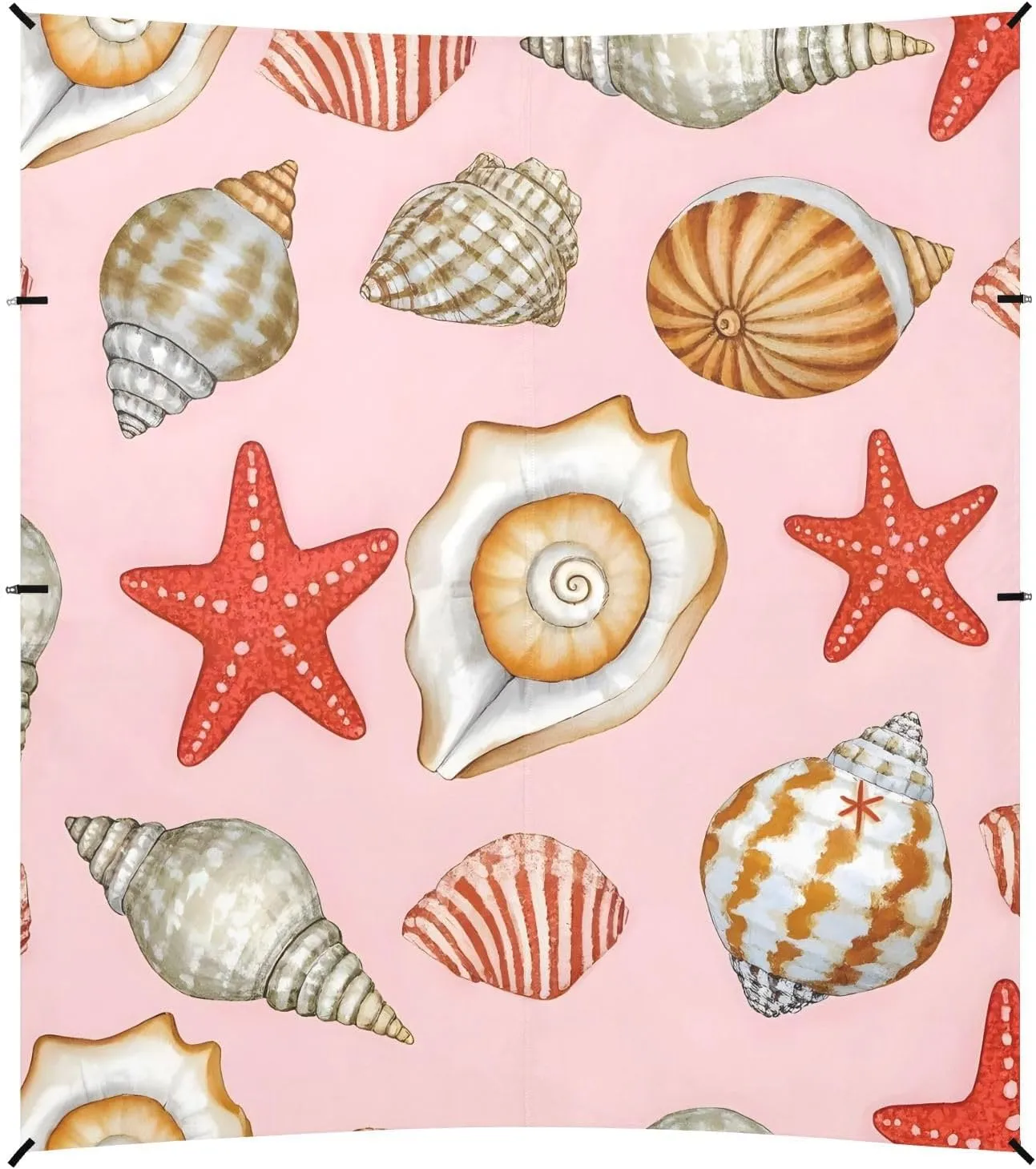 Tents Beach Tent with Sand Anchor, Conch Starfish Pattern Pink Portable Canopy Sunshade - 9' x 10' - Sandbags & Reinforced Corners & Stability Poles Sun Shelter Outdoor Camping