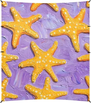 Tents Beach Tent with Sand Anchor, Starfish Purple Background Pattern Portable Canopy Sunshade - 9' x 10' - Sandbags & Reinforced Corners & Stability Poles Sun Shelter Outdoor Camping