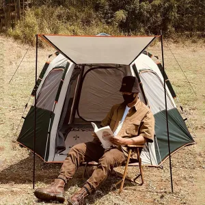 Tents for Camping 3/4 Person Pop Up Tent Beach Tent Sun Shelter,Camping Tents 4 Man Portable Backpacking Tent,Waterproof,Advanced Ventilation, Festival Essential (Color : Green)