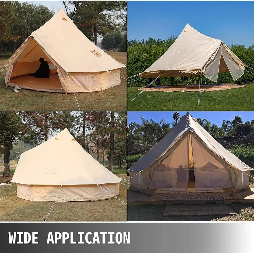 Tents Heavy Duty Waterproof 4 Season Luxury Outdoor Canvas Bell Tent W/Stove Jack for 6/8 Person Family Camping All Seasons Breathable Cotton Canvas Yurt Tent