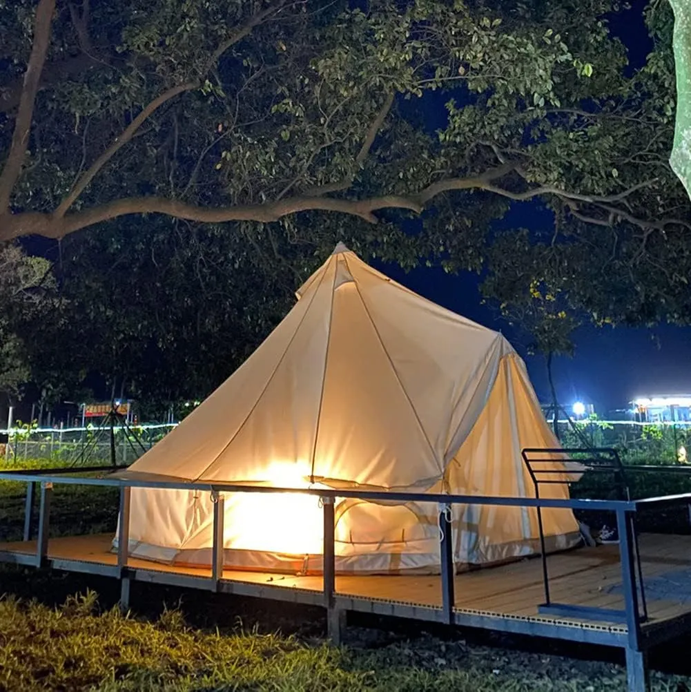Tents Heavy Duty Waterproof 4 Season Luxury Outdoor Canvas Bell Tent W/Stove Jack for 6/8 Person Family Camping All Seasons Breathable Cotton Canvas Yurt Tent
