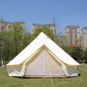 Tents Heavy Duty Waterproof 4 Season Luxury Outdoor Canvas Bell Tent W/Stove Jack for 6/8 Person Family Camping All Seasons Breathable Cotton Canvas Yurt Tent