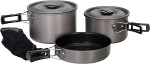 Texsport Black Ice The Scouter 5 pc Hard Anodized Camping Cookware Outdoor Cook Set with Storage Bag , Small