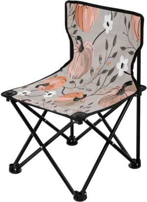 Thanksgiving Cartoon Pumpkin Portable Outdoor Folding Chair Anti-Slip Padded Oxford Cloth Stool Camping Chair Small for Beach Hiking Fishing Gardening Quad Camp Chair