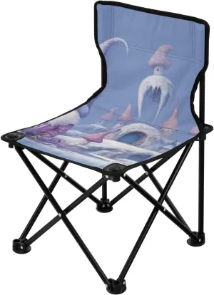 Three Little Cute Midgets Portable Outdoor Folding Chair Anti-Slip Padded Oxford Cloth Stool Camping Chair Small for Beach Hiking Fishing Gardening Quad Camp Chair