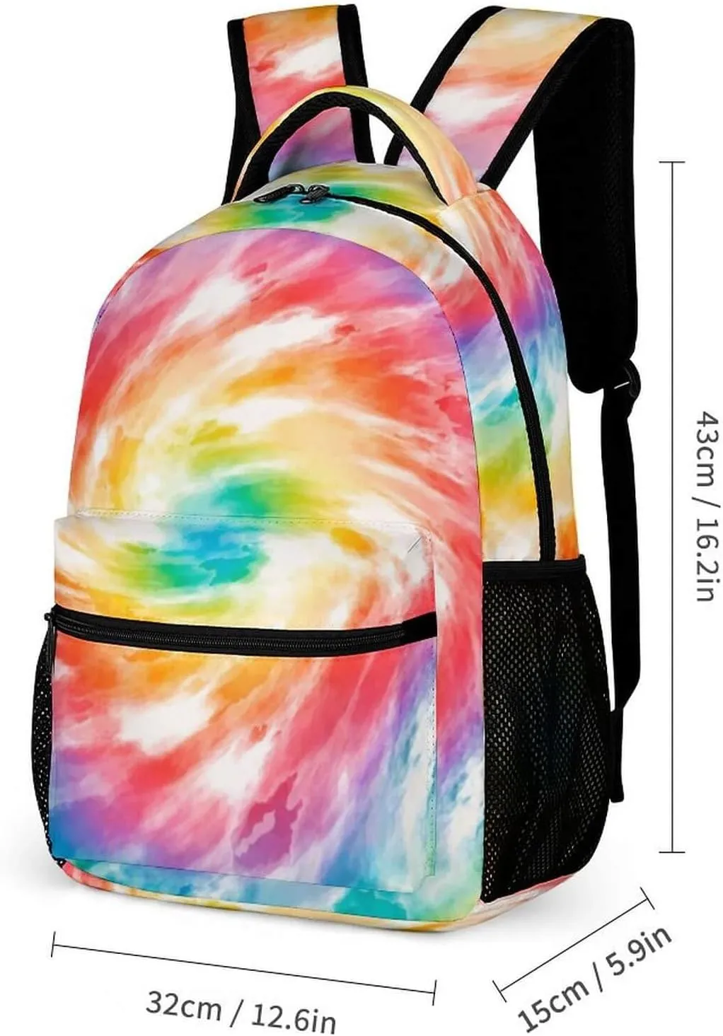 Tie Dye School Backpack for Kids Girls Boys, 16 Inch Cute Tie Dye Themed Bookbag, Personality School Backpack for Students Children, Lightweight, Large Capacity