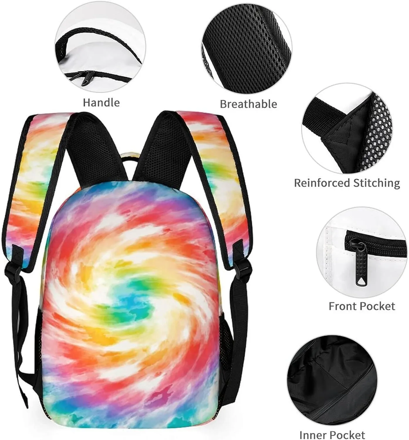 Tie Dye School Backpack for Kids Girls Boys, 16 Inch Cute Tie Dye Themed Bookbag, Personality School Backpack for Students Children, Lightweight, Large Capacity
