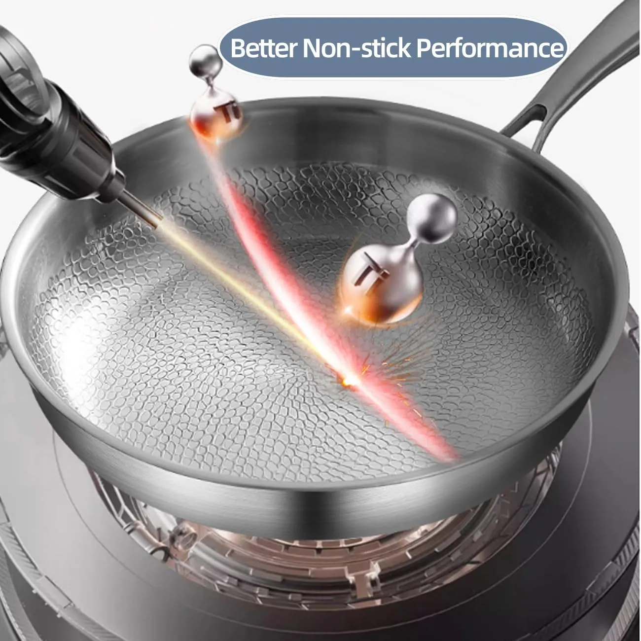 Titanium Hammered Pan Pro, Ultra-Durable Multifunctional Titanium Pans for Cooking Non Stick with Lids Cookware (L: 11.8in / 30cm)