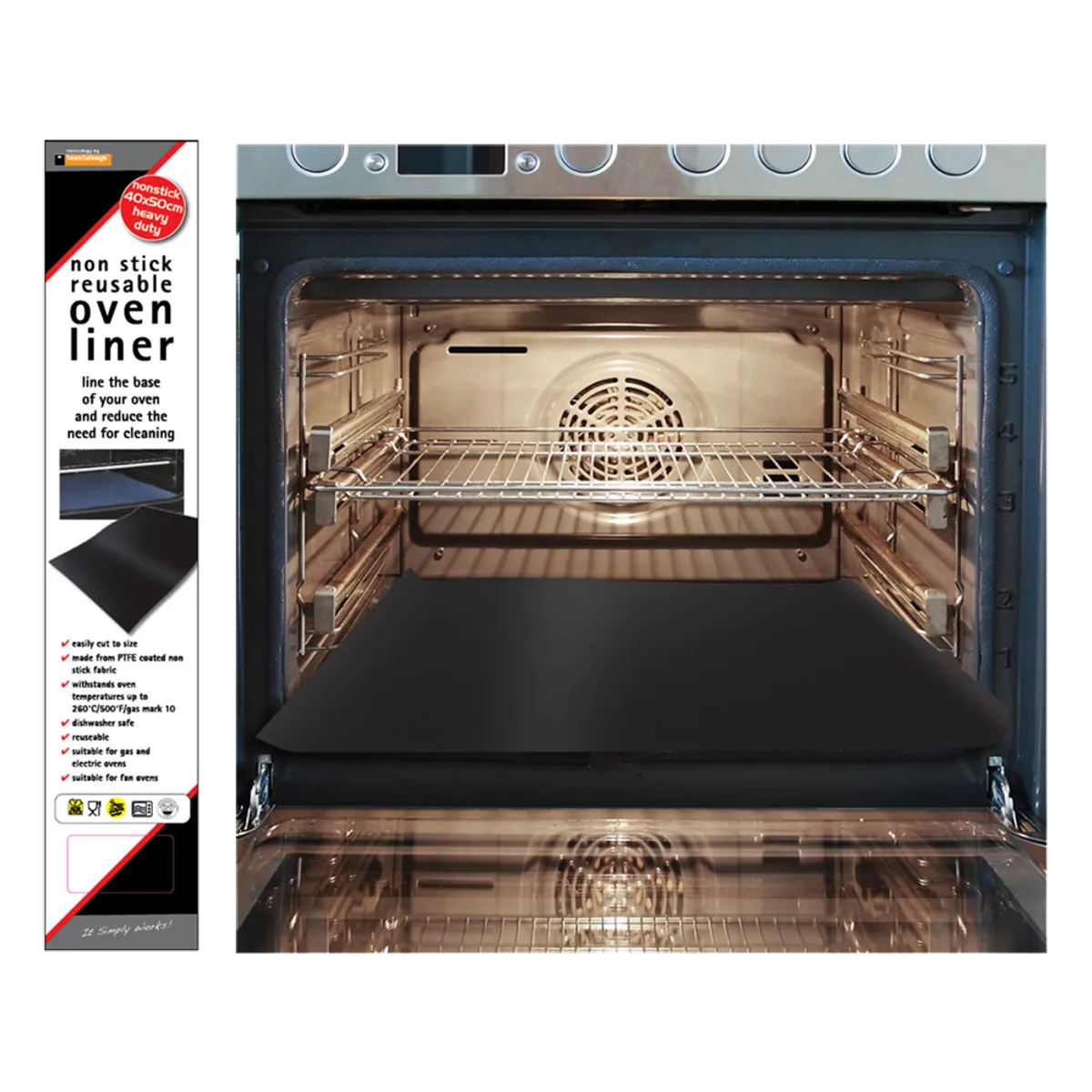 TOASTABAG - NON-STICK REUSABLE OVEN LINER 40 X 50CM 330G - BLACK