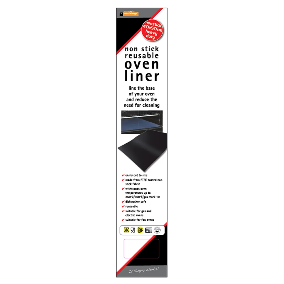 TOASTABAG - NON-STICK REUSABLE OVEN LINER 40 X 50CM 330G - BLACK