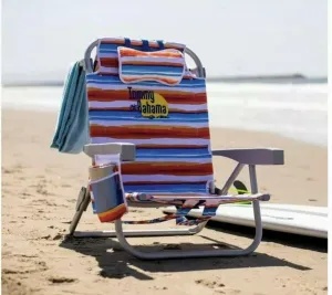 Tommy Bahama 2015 Backpack Cooler Chair with Storage Pouch and Towel Bar- red/Blue
