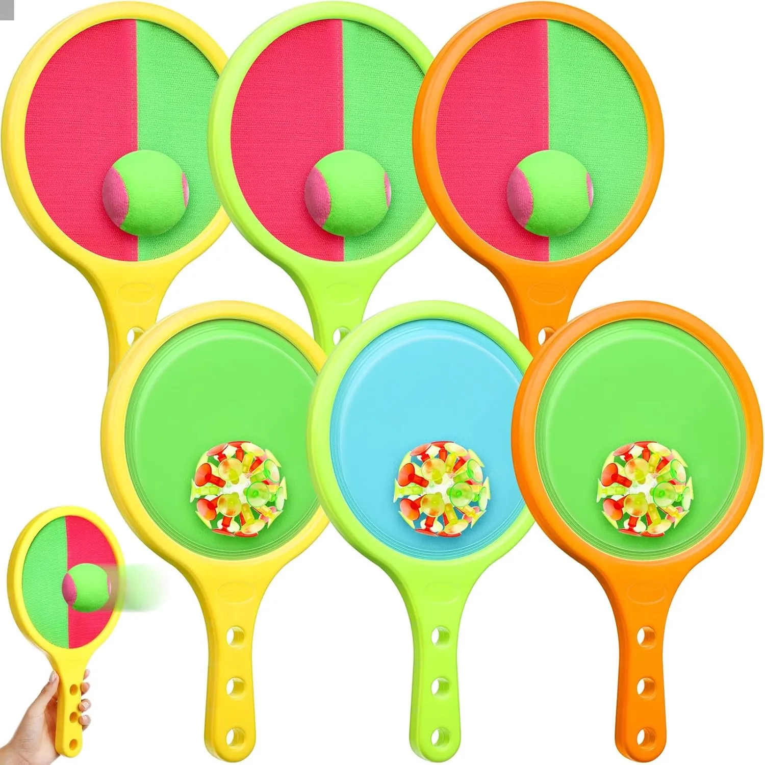 Toss Catch Ball Toys Set, 6 Rackets and 6 Balls, Outdoor Game Set, Outside Toys Snow Games Beach Pool Backyard Games Activities for 3-8 Years Old Boys and Girls Stocking Stuffers Birthday
