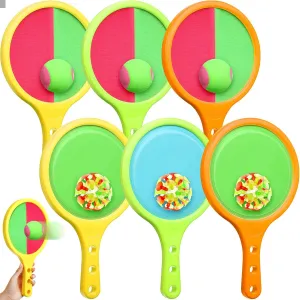 Toss Catch Ball Toys Set, 6 Rackets and 6 Balls, Outdoor Game Set, Outside Toys Snow Games Beach Pool Backyard Games Activities for 3-8 Years Old Boys and Girls Stocking Stuffers Birthday