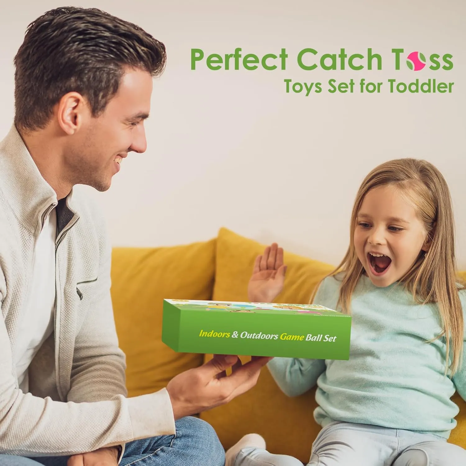 Toss Catch Ball Toys Set: Toddler Outdoor Games for Kids with 4 Paddles 4 Balls - Family Outside Toys with Mesh Beach Toy Bag - Backyard Games Activities for Ages 3-12