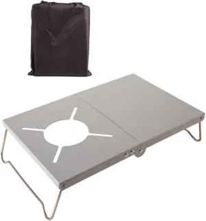 Totority 1set Folding Camping Table Portable Silver Stand for Burner Fixation Easy Setup Storage for Camping Picnics and Outdoor Use Lightweight Compact Design