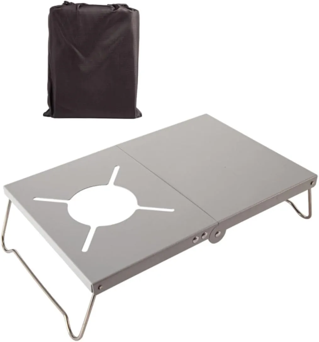 Totority 1set Folding Camping Table Portable Silver Stand for Burner Fixation Easy Setup Storage for Camping Picnics and Outdoor Use Lightweight Compact Design