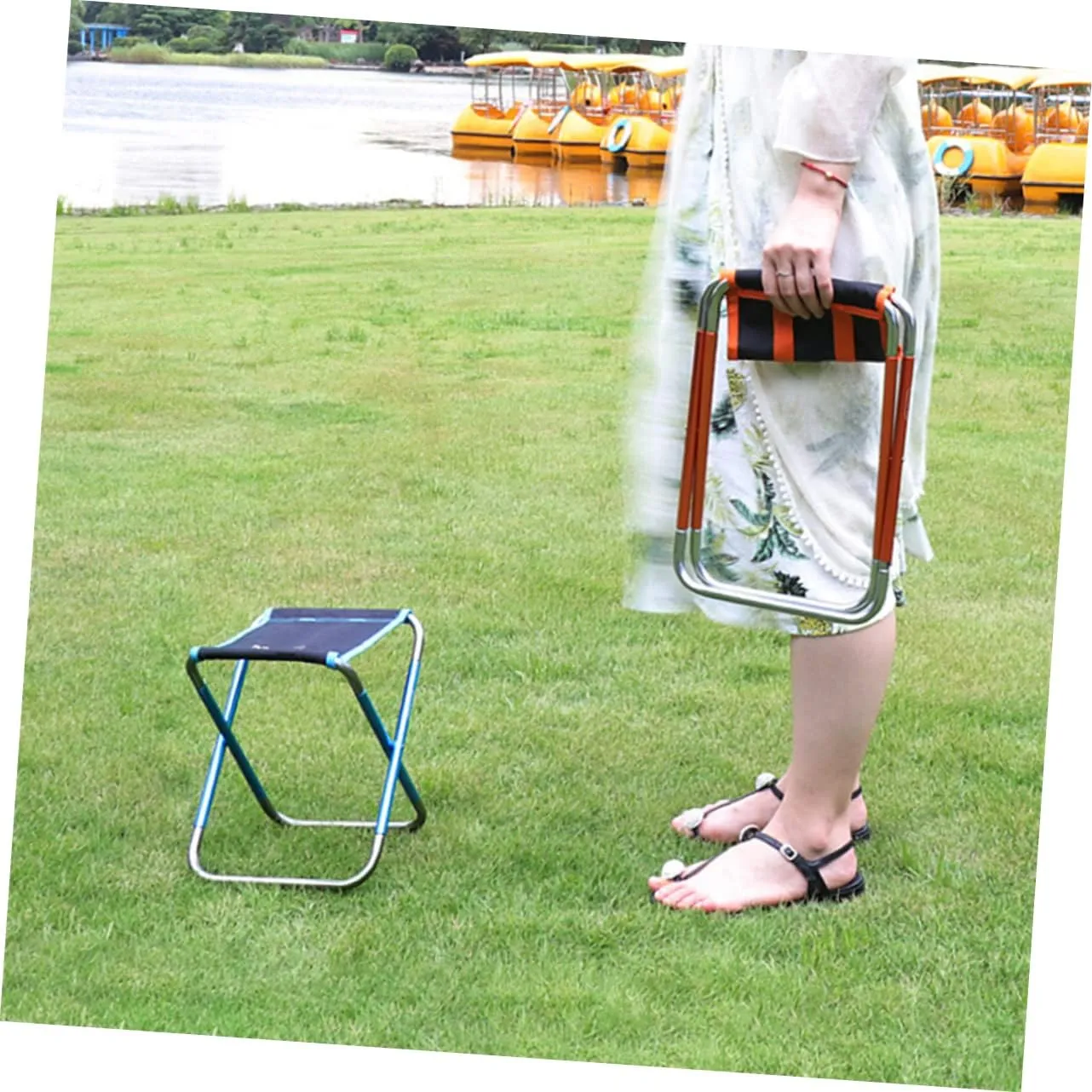 TOYANDONA Comfortable Portable Folding Stool Multi Function Camping Chair for Fishing Beach Outdoor Activities Space Saving Design Durable Construction Easy to Carry