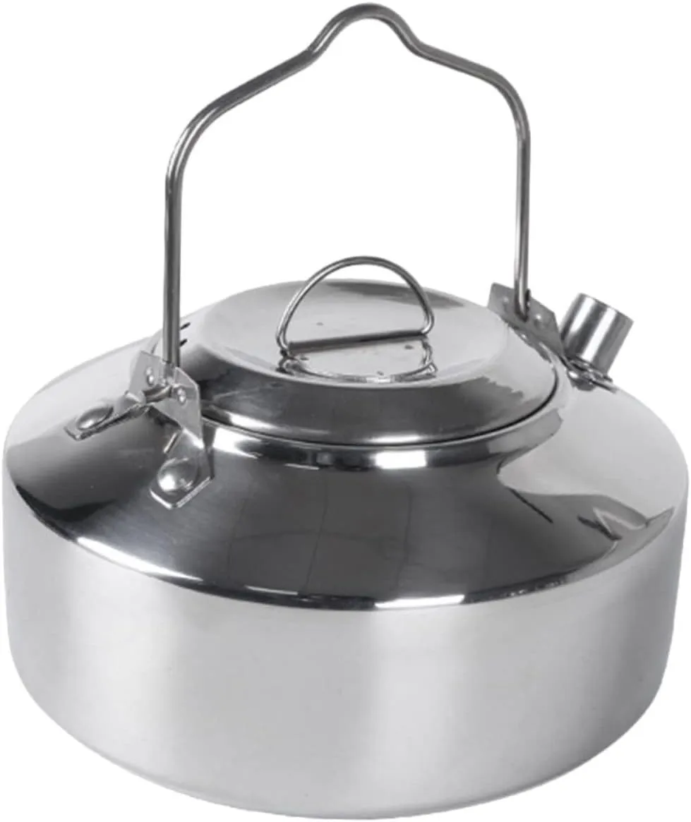 Toyvian Stainless Steel Water Kettle Outdoor Teapot for Camping Boil Water Make Tea Durable Cookware for Hiking Fishing Self Driving and Mountain Cycling