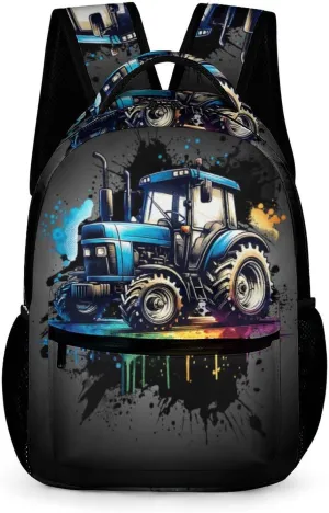 Tractor School Backpack, 16 Inch Cute Tractors Themed Bookbag for Kids Girls Boys, Daily School Backpacks for Students Children, Lightweight, Large Capacity