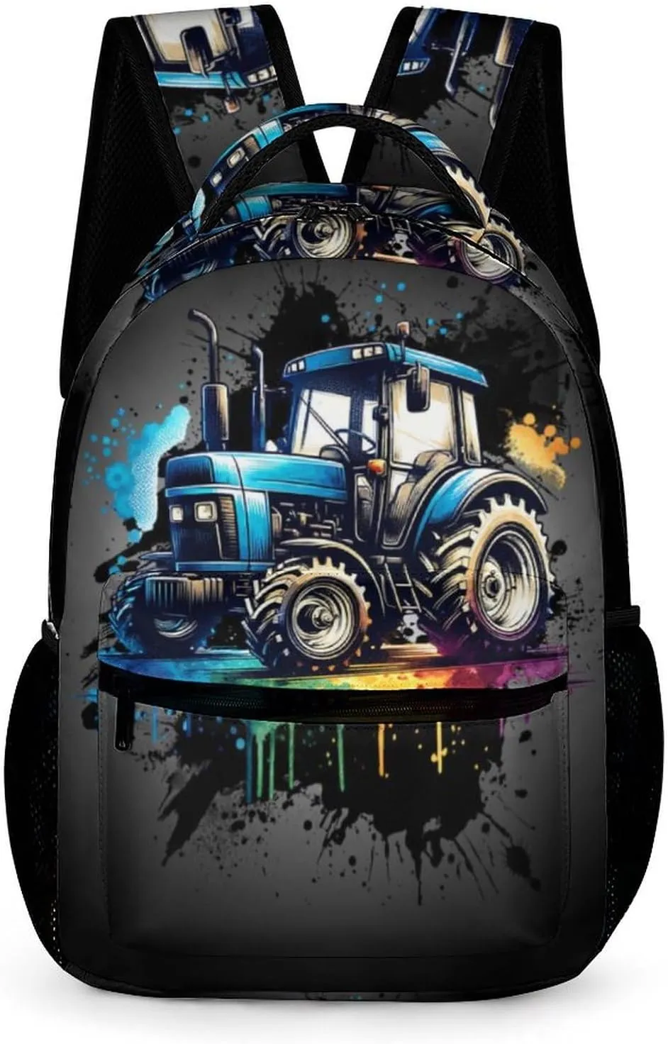 Tractor School Backpack, 16 Inch Cute Tractors Themed Bookbag for Kids Girls Boys, Daily School Backpacks for Students Children, Lightweight, Large Capacity
