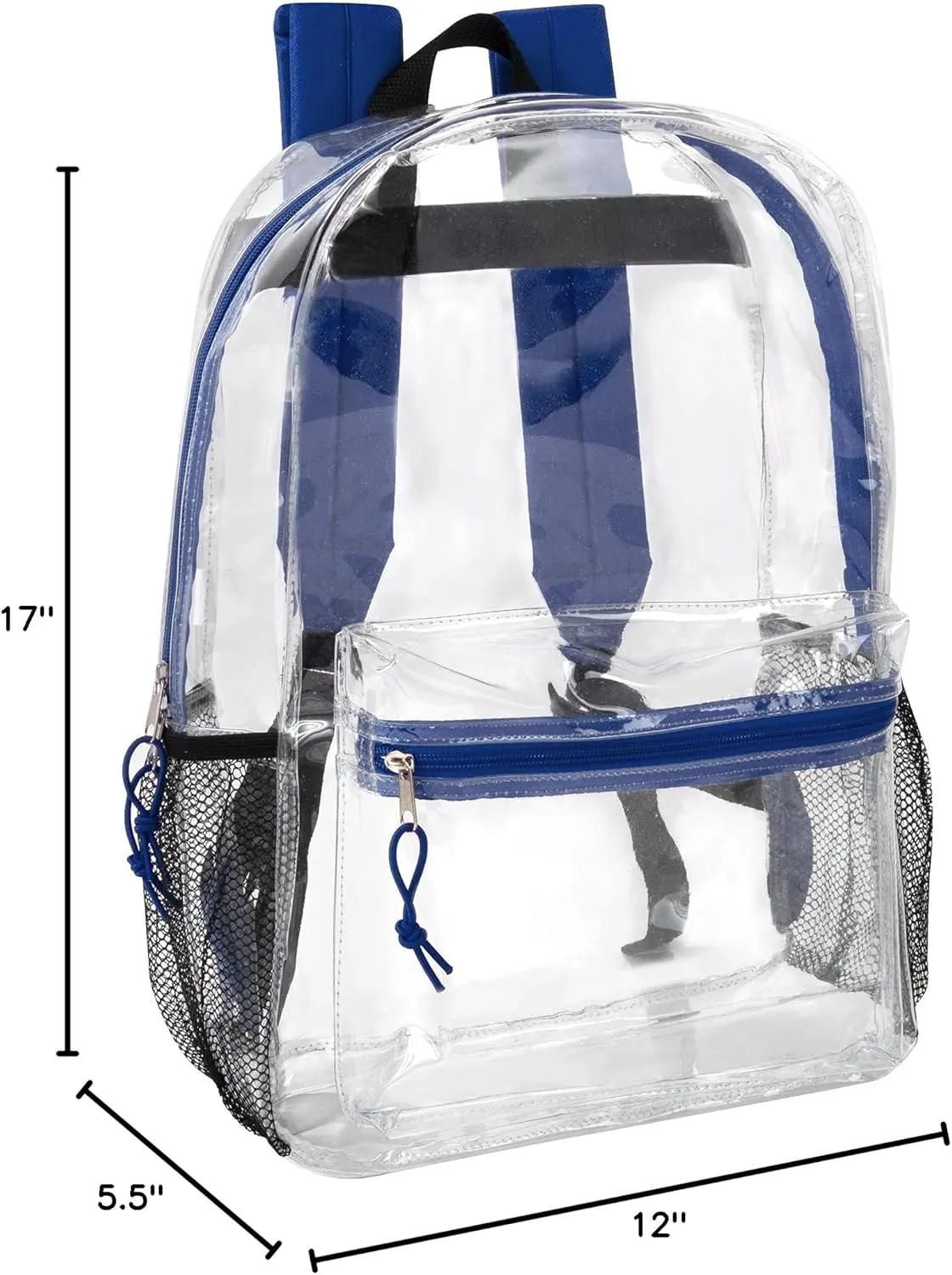 Trail maker Clear Backpack Heavy Duty with Padded Straps, Side Pockets for Kids, Boys, Girls, School, Stadium Approved Events