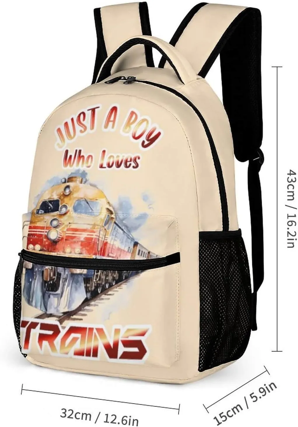 Train School Backpack for Kids Girls Boys, 16 Inch Cool Train Themed Bookbag, Personality School Backpack for Students Children, Lightweight, Large Capacity