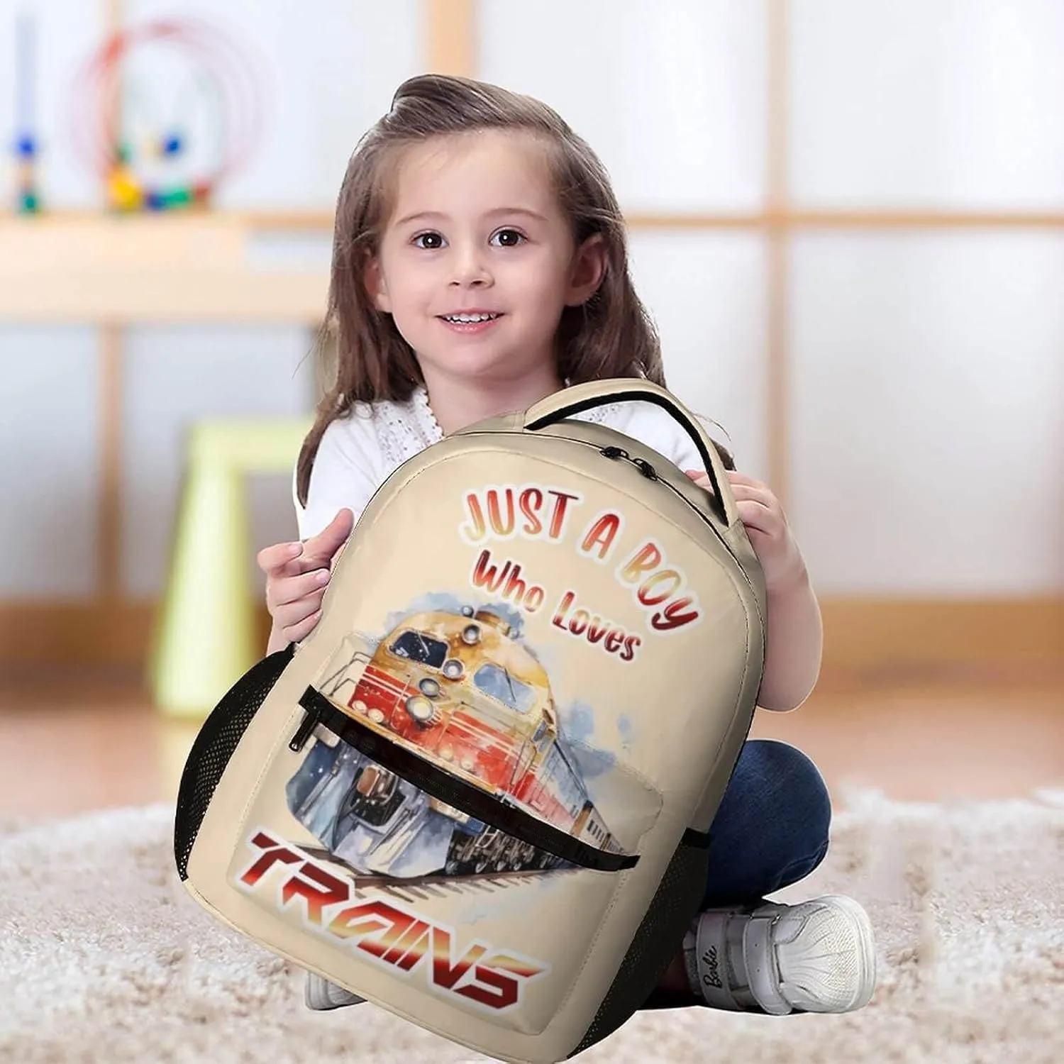 Train School Backpack for Kids Girls Boys, 16 Inch Cool Train Themed Bookbag, Personality School Backpack for Students Children, Lightweight, Large Capacity