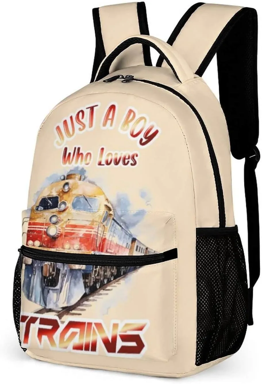 Train School Backpack for Kids Girls Boys, 16 Inch Cool Train Themed Bookbag, Personality School Backpack for Students Children, Lightweight, Large Capacity