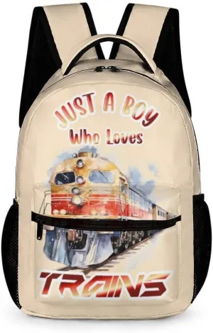 Train School Backpack for Kids Girls Boys, 16 Inch Cool Train Themed Bookbag, Personality School Backpack for Students Children, Lightweight, Large Capacity