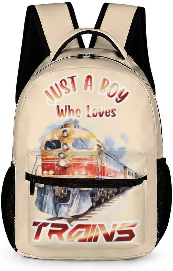 Train School Backpack for Kids Girls Boys, 16 Inch Cool Train Themed Bookbag, Personality School Backpack for Students Children, Lightweight, Large Capacity