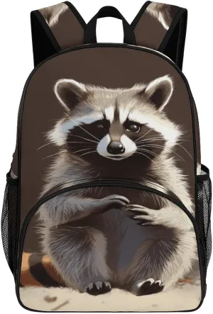 Travel Backpack for Women Men Lightweight 17 Inch Laptop Bag Cute Raccoon Backpack Casual Daypack