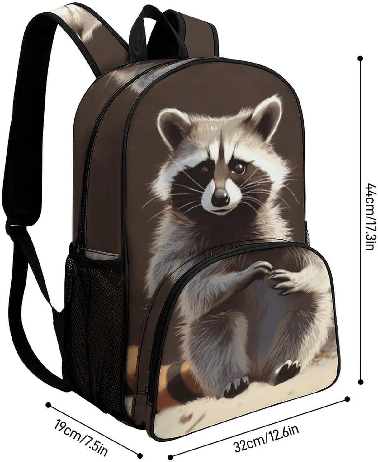 Travel Backpack for Women Men Lightweight 17 Inch Laptop Bag Cute Raccoon Backpack Casual Daypack